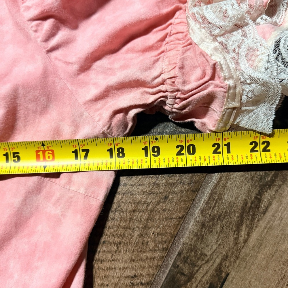 Judy Hoppes VTG Womens Cottagecore Floral Lace Ruffle Lolita Square Dress,Pink,M - Picture 9 of 11